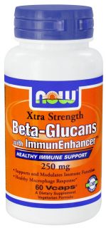 NOW Foods   Beta Glucans with ImmunEnhancer Xtra Strength 250 mg.   60 Vegetarian Capsules