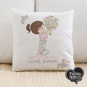 Personalized Precious Moments Flower Bouquet Throw Pillow for Mom