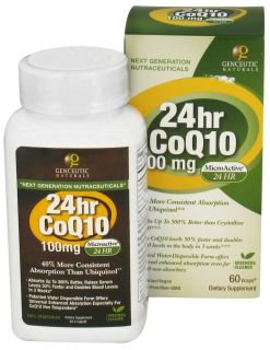 Genceutic Naturals   24hr CoQ10 100 mg.   60 Vegetarian Capsules
