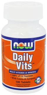 NOW Foods   Daily Vits Multi Vitamin & Mineral with Lutein & Lycopene   100 Tablets