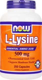 NOW Foods   L Lysine 500 mg.   250 Capsules