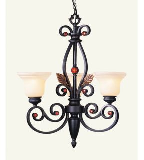 Tuscany 3 Light Chandeliers in Copper Bronze With Aged Gold Leaves 4423 56