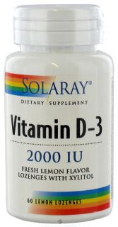 Solaray   Vitamin D 3 With Xylitol Fresh Lemon Flavor 2000 IU   60 Lozenges