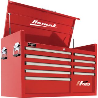 Homak H2PRO 41 Inch 9 Drawer Top Tool Chest   Red, 41 1/8 Inch W x 21 3/4 Inch