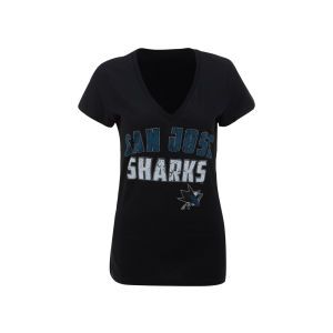 San Jose Sharks NHL Womens Slub V Neck Hockey T Shirt