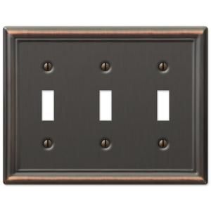 Amerelle Chelsea 3 Toggle Wall Plate   Aged Bronze 149TTTDB