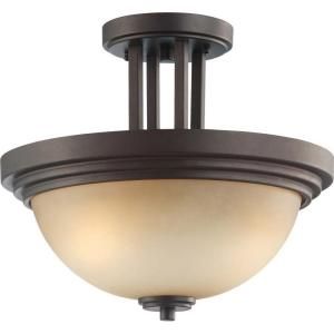 Glomar 2 Light Semi Flush Fixture with Saffron Glass Finished in Dark Chocolate Bronze HD 4127