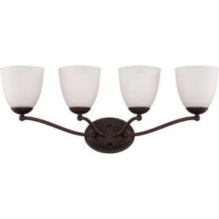 Illumine Patton 4 Light Prairie Bronze Vanity Fixture with Frosted Glass Shade HD 5134