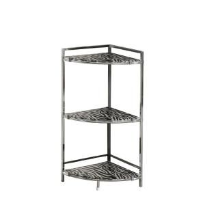 30 in. H Chrome Metal Accent Table with Zebra Tempered Glass I 3126