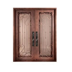 Iron Doors Unlimited Armonia Full Lite Painted Heavy Bronze Decorative Wrought Iron Entry Door IA6298RSHT