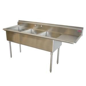 Griffin Products C Series Freestanding Stainless Steel 76x25.5x43 2 Hole Triple Bowl Scullery Sink C60 381 08