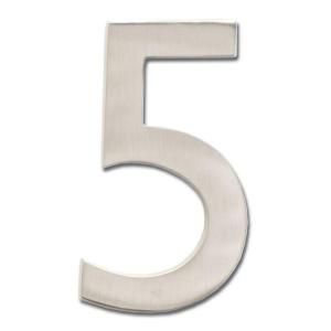 Architectural Mailboxes Solid Cast Brass 5 in. Satin Nickel Floating House Number 5 3585SN 5