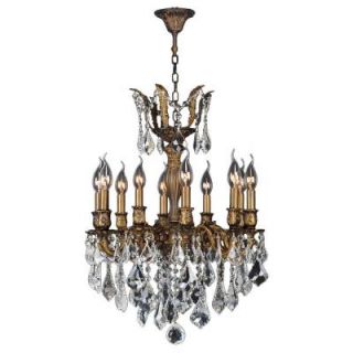 Worldwide Lighting Versailles Collection 10 Light Antique Bronze Chandelier with Clear Crystal Shade W83335B19