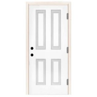 Steves & Sons Premium 4 Panel Primed White Steel Entry Door with 36 in. Left Hand Outswing and 4 in. Wall ST40 PR 30 4OLH