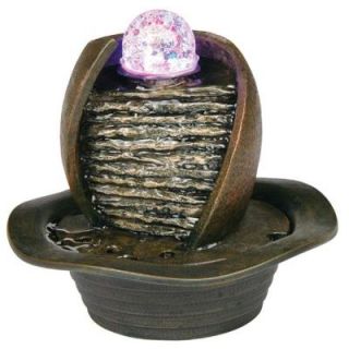 ORE International 8 in. Dark Earth Tone Color Table Fountain with LED Light K325