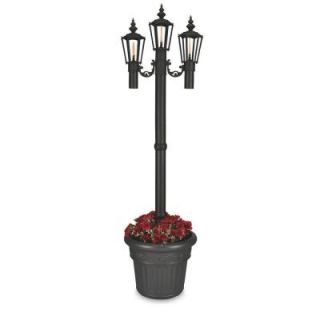 Patio Living Concepts Newport Park Style Citronella Flame Outdoor Post Lantern Black with Planter 63000