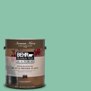 BEHR Premium Plus Ultra Home Decorators Collection 1 gal. #HDC WR14 8 Spearmint Frosting Flat/Matte Interior Paint 175401