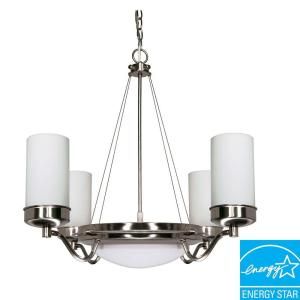 Green Matters Polaris 6 Light Hanging Brushed Nickel Chandelier with White Shades HD 490