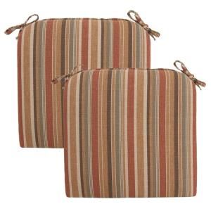 Hampton Bay Cayenne Stripe Deluxe Outdoor Chair Cushion (2 Pack) 7399 02003600