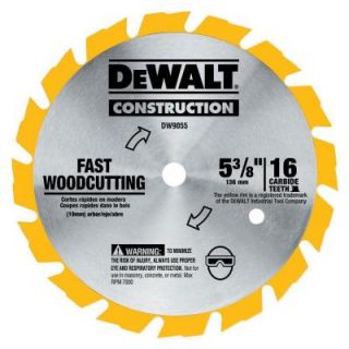DEWALT 5 3/8 in. 16 Tooth Carbide Saw Blade for Fast Woodcutting DW9055