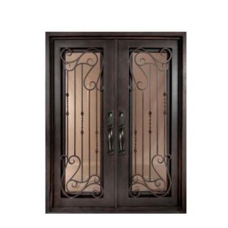 Iron Doors Unlimited Armonia Full Lite Painted Oil Rubbed Bronze Decorative Wrought Iron Entry Door IA6282RSLT