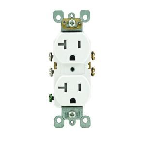 Leviton 20 Amp Tamper Resistant Duplex Outlet   White R52 T5820 0WS