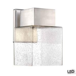 Hampton Bay Essex Collection Wall Mounted Outdoor Brushed Nickel LED Powered Lantern HB7054 35