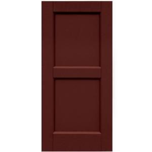 Winworks Wood Composite 15 in. x 33 in. Contemporary Flat Panel Shutters Pair #650 Board and Batten Red 61533650