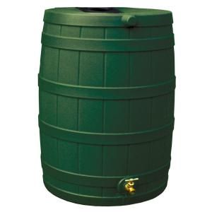 Rain Wizard 50 gal. Rain Barrel in Green with Flat Back DISCONTINUED 47236