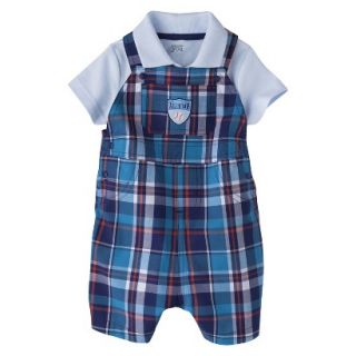 Just One YouMade by Carters Boys Shortall and Bodysuit Set   Blue Plaid 12 M