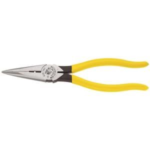 Klein Tools 8 in. Heavy Duty Long Nose Pliers for Side Cutting and Wire Stripping D203 8N