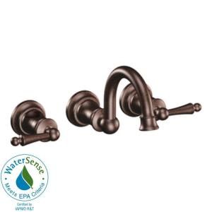 MOEN Waterhill 2 Handle Wall Mount Bathroom Faucet in Oil Rubbed Bronze TS416ORB