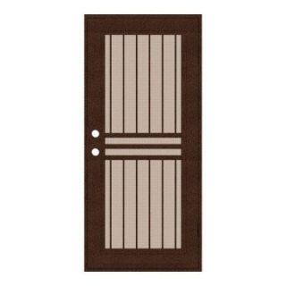 Unique Home Designs Plain Bar 32 in. x 80 in. Copper Right Hand Surface Mount Aluminum Security Door with Desert Sand Perforated Screen 1S1001DL1CCP3A