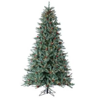Sterling, Inc. 7.5 ft. Pre Lit Diamond Fir Artificial Christmas Tree with Pinecones, Red Berries, and Clear Lights 5739 75C