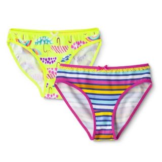 Xhilaration Girls 2 Pack Bikini Briefs   Umbrella/Stripes 14