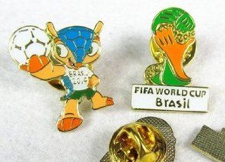 FIFA World Cup 2014 Brazil Memorial Pin Set Collection (Fuleco & Logo) : Sports Fan Soccer Balls : Sports & Outdoors