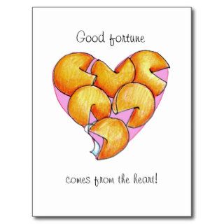 Good Fortune comes the heart Postcards