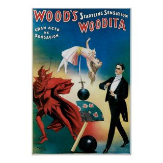 Wood's ~ Woodita Magician Vintage Magic Act Poster