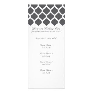 Dark Grey Moroccan Pattern Wedding Menus Invite