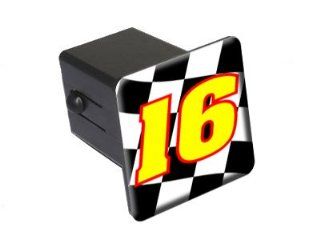 16 Number Checkered Flag   Racing   2" Tow Trailer Hitch Cover Plug Insert: Automotive