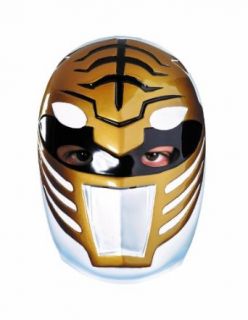 Disguise Sabans Mighty Morphin Power Rangers White Ranger Vacuform Mask Costume Accessory, Gold/Silver/Black, One Size Adult: Clothing