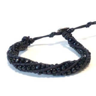 Chan Luu Onyx Bracelet on Natural Black Leather: Chan Luu: Jewelry