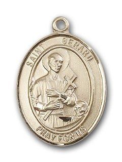 Large Detailed Men's 14kt Solid Gold Pendant Saint St. Gerard Majella Medal 1 x 3/4 Inches Expectant Mothers 7042  Comes with a Black velvet Box Pendant Necklaces Jewelry