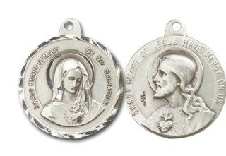 Highest Quality Vintage Die .925 Solid Sterling Silver Immaculate Heart of Mary and Sacred Heart of Jesus Rare Unique Vatican Commissioned 100 Year Old Design Relic Catholic Icon Religious Jewelry Protection Protector Charm New NWT: Pendant Necklaces: Jewe