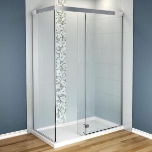 MAAX Influence 34 in. x 60 in. x 88 in. Standard Fit Corner Shower Kit with Clear Glass in Chrome 101355 000 001 002