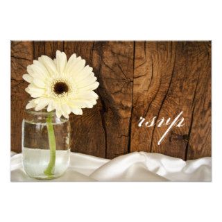 Mason Jar White Daisy Country Wedding RSVP Card