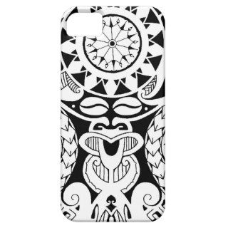 Polynesian tattoo design with lizard and tiki mask iPhone 5/5S cases