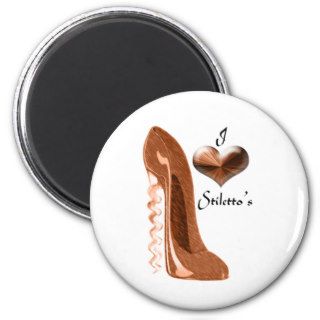 Love Copper Corkscrew Stiletto Shoe and 3D Heart Refrigerator Magnet