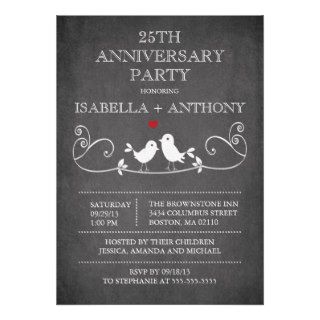 Vintage Chalkboard Love Birds Anniversary Party Cards