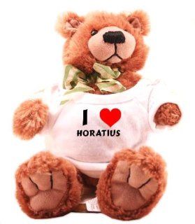 Plush Teddy Bear (Molasses) with I Love Horatius (first name/surname/nickname) Toys & Games